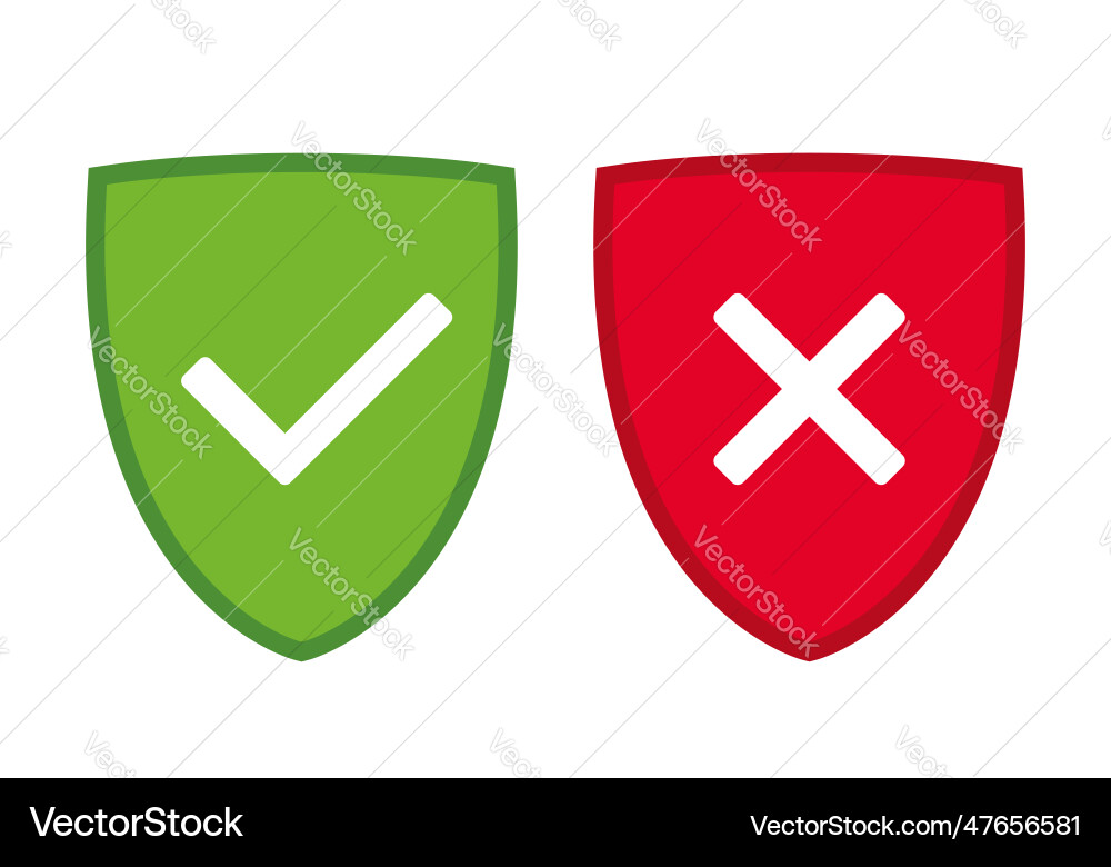 Shield with Checkmark and X vector image