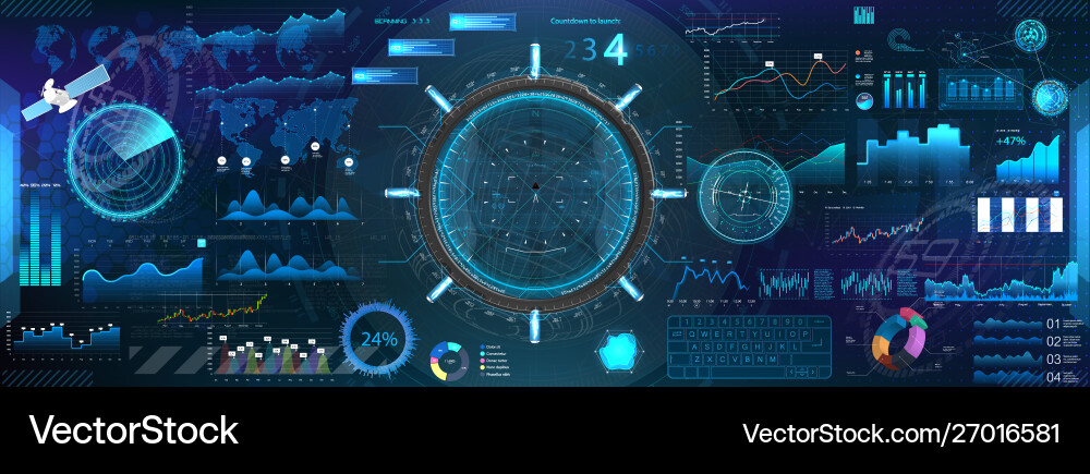 Tech HUD Interface - Digitale Datenanzeige Vektorbild