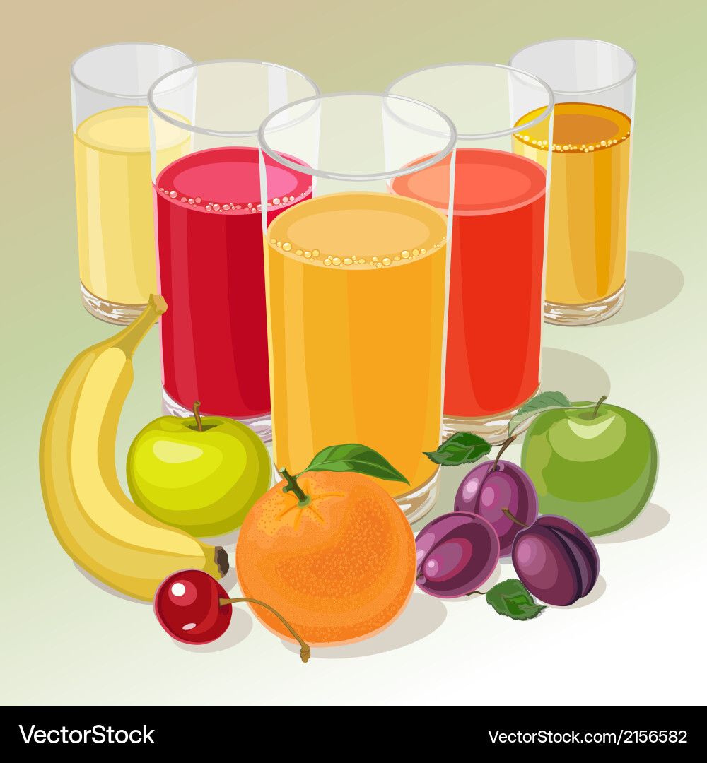 Fruit and juice Royalty Free Vector Image - VectorStock