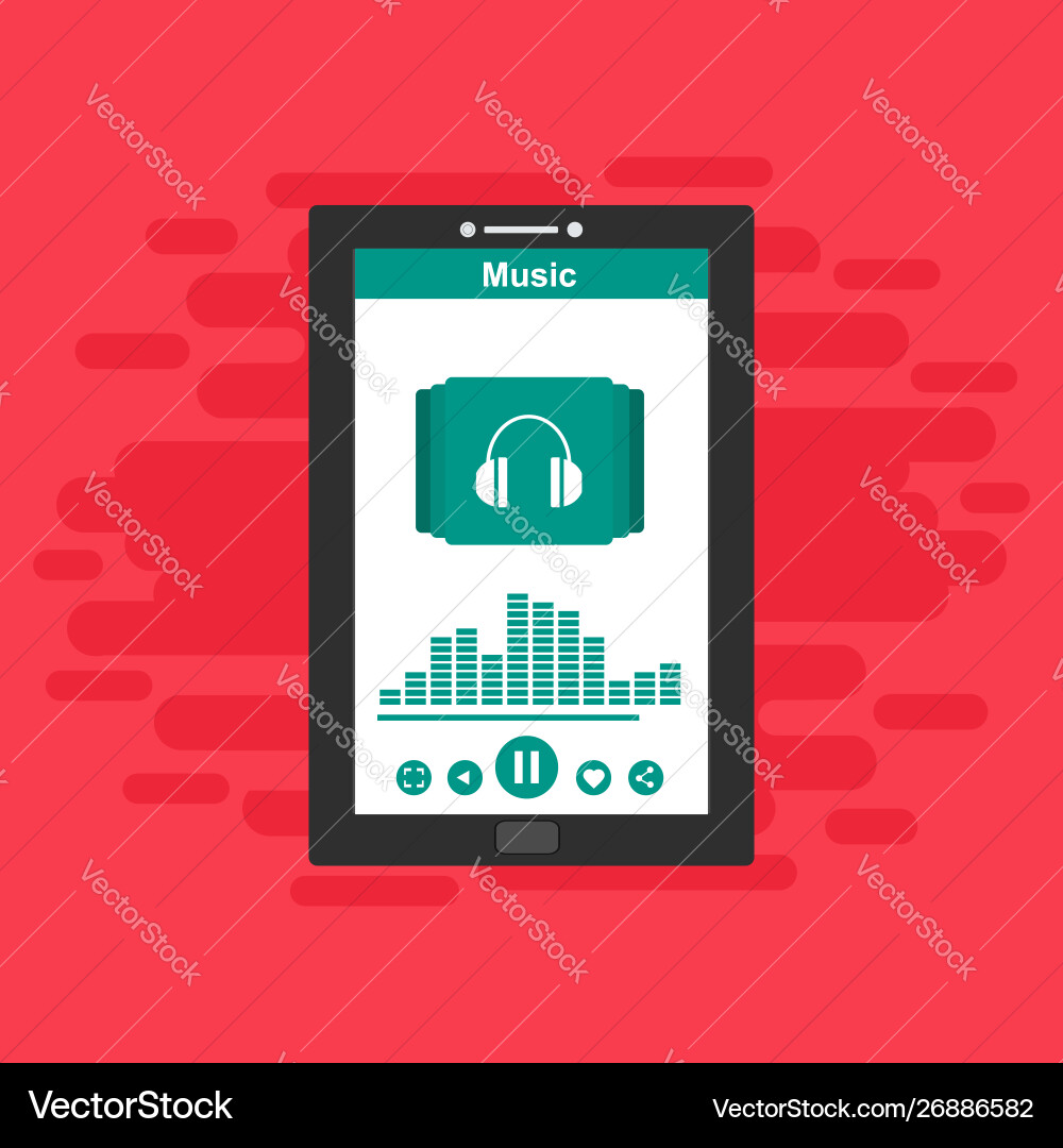 Media player application app template with flat Media player application app template with flat vector image