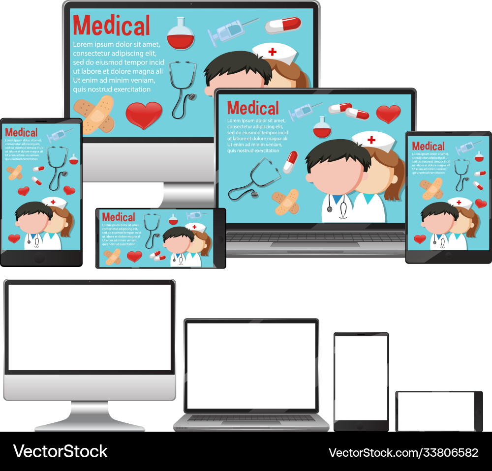 Medical background on electronic devices Medical background on electronic devices vector image