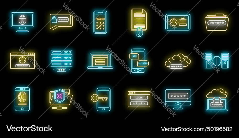 Online multi-factor authentication icons set Vector Image