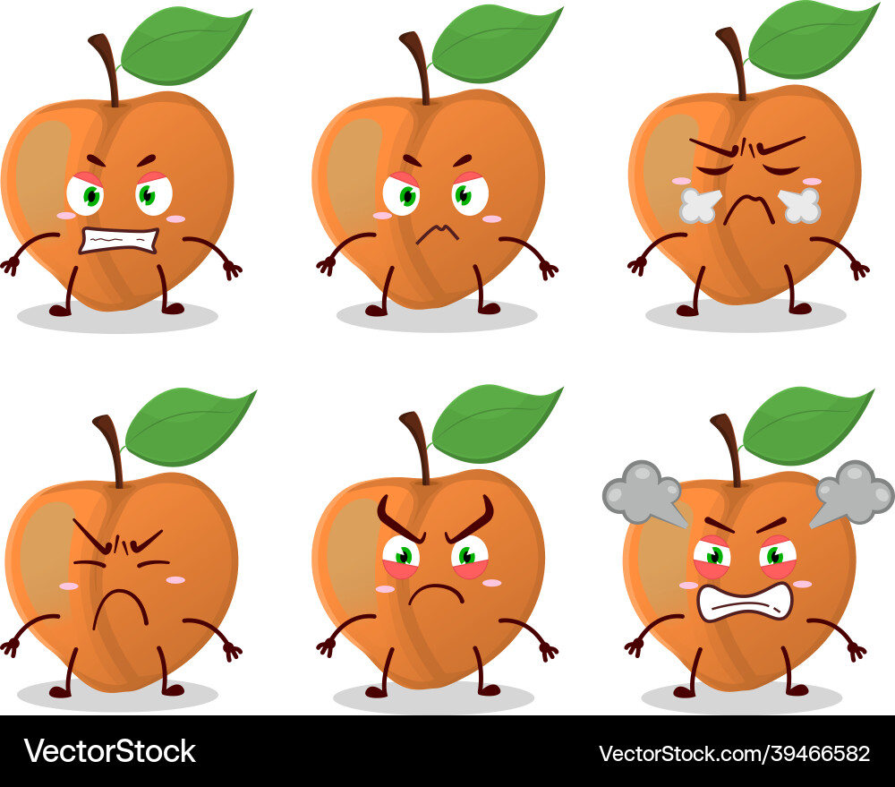 Peach Cartoon Charakter mit verschiedenen wütend Peach Cartoon Charakter mit verschiedenen wütend vektorbild