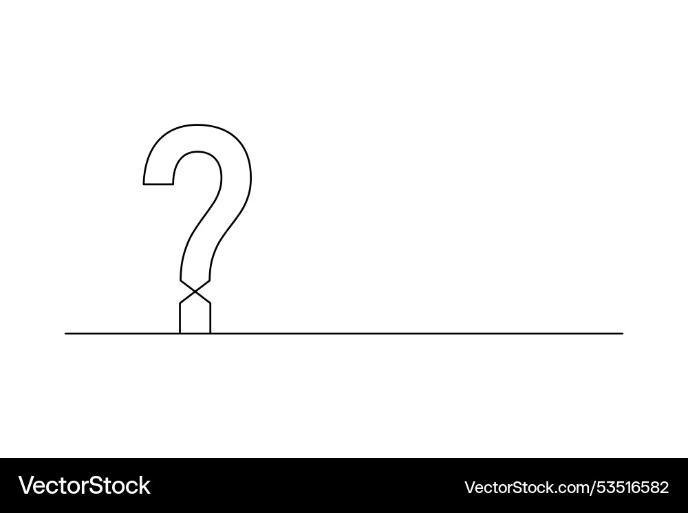 Question mark symbol resting on a horizontal line Question mark symbol resting on a horizontal line vector image