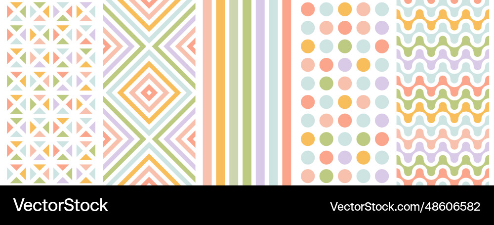 Set of colorful seamless geometric patterns Set of colorful seamless geometric patterns Vector Image