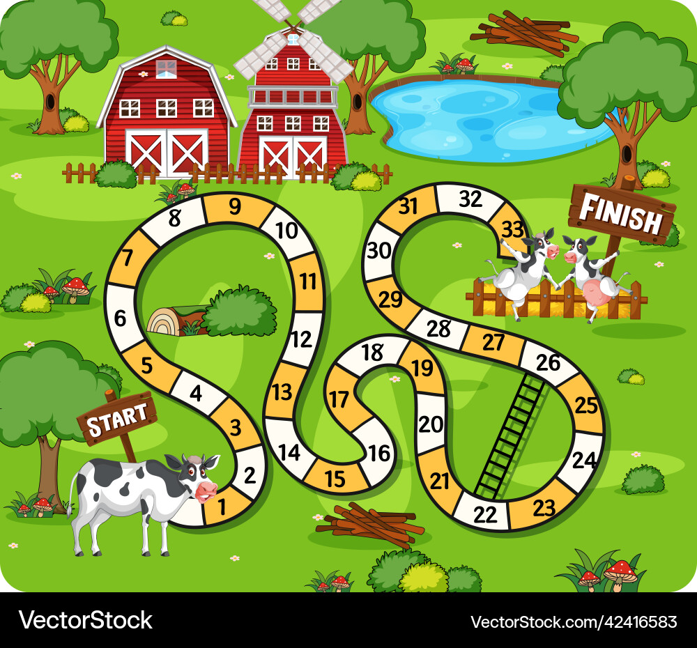 A farm boardgame template Royalty Free Vector Image