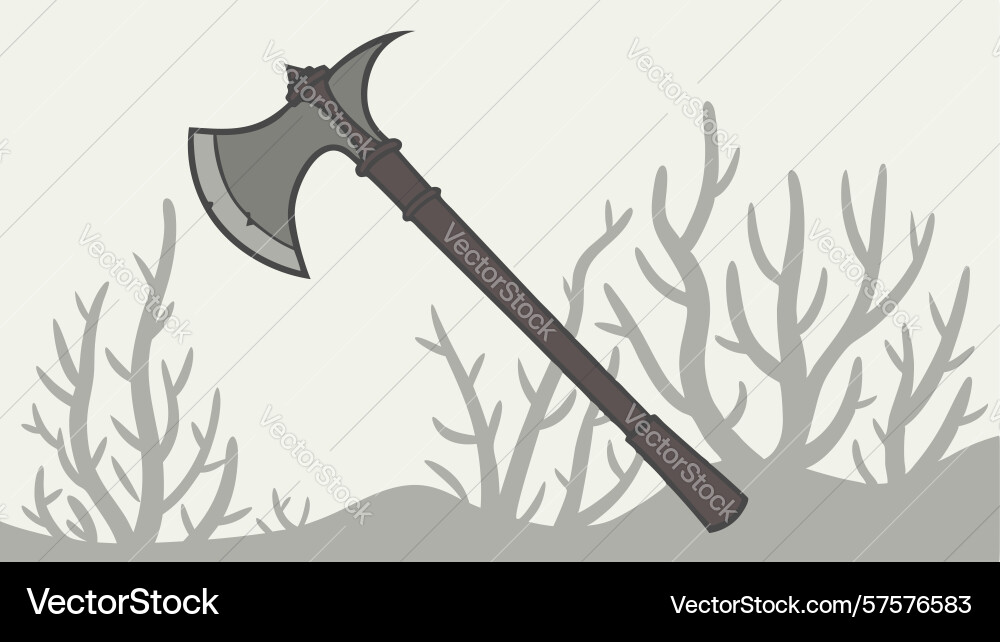 Axe with bare branches and abstract background vector image