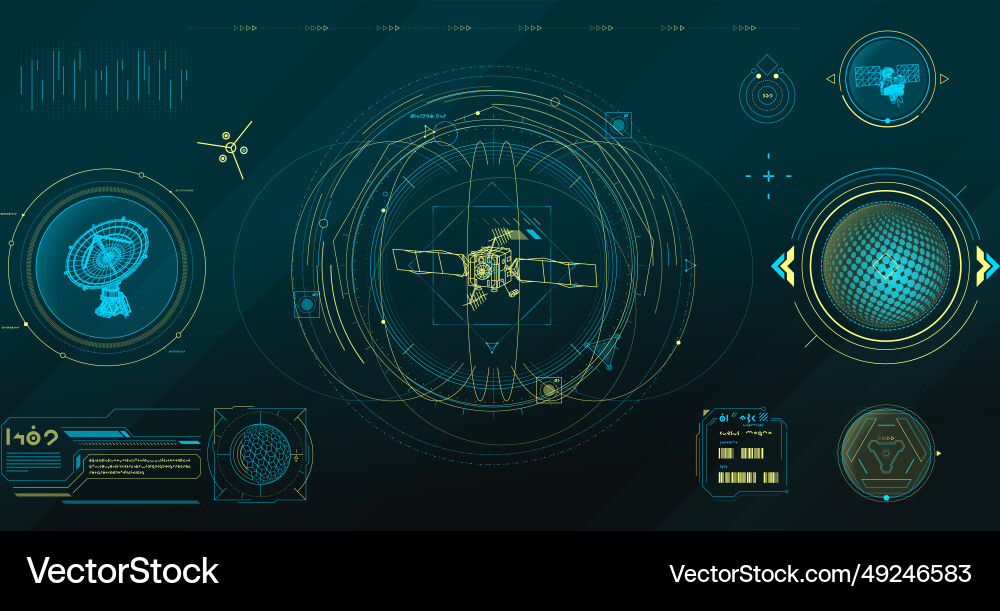 Data elements for sci-fi interface vector image