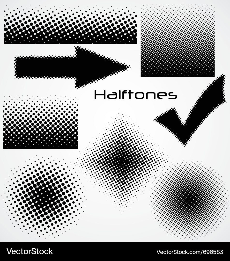 Halftone Dot Pattern Set Vector Image