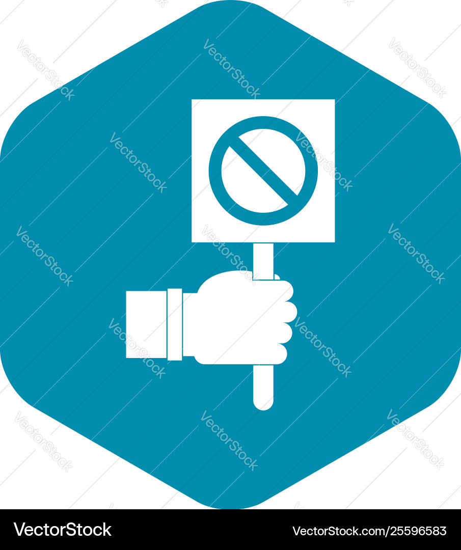 Hand showing stop signboard icon simple style Hand showing stop signboard icon simple style vector image
