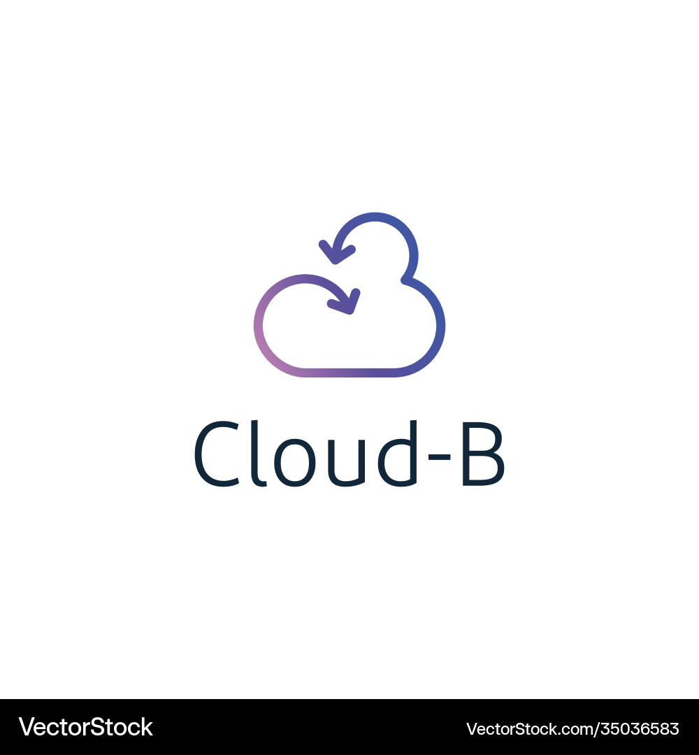 Initial b with cloud computing logo design Initial b with cloud computing logo design vector image