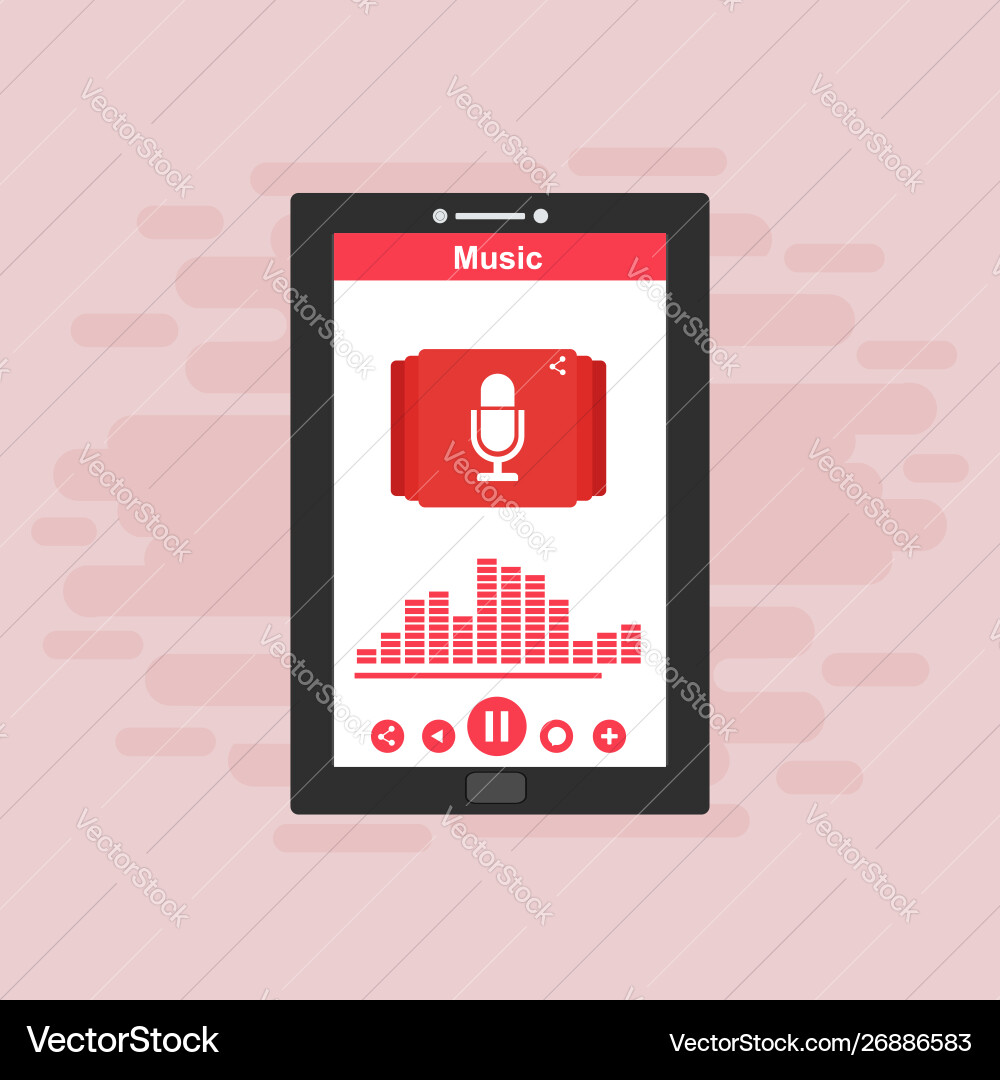 Media player application app template with flat Media player application app template with flat vector image