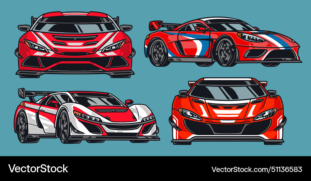 Racing automobiles colorful set emblems Royalty Free Vector