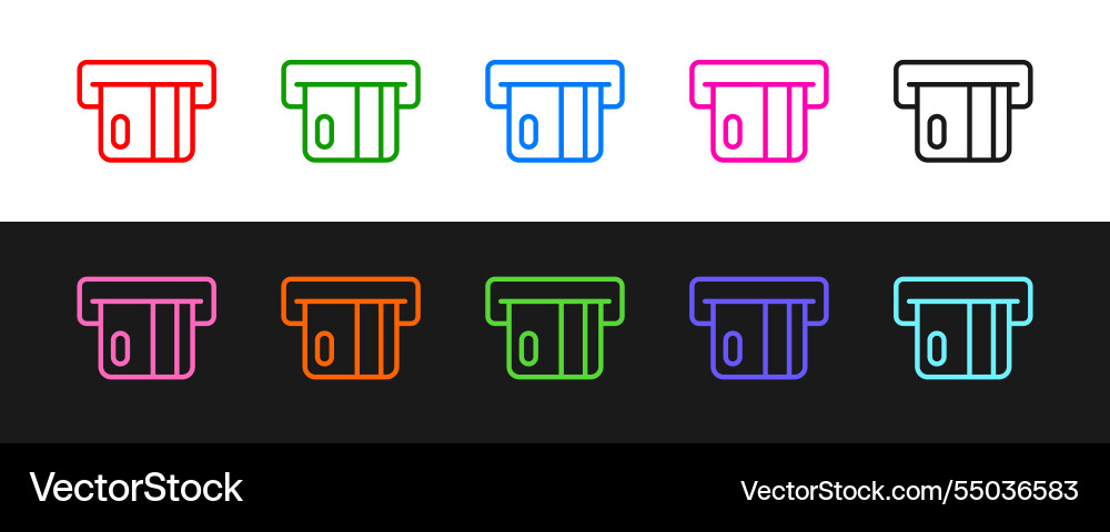Set line credit card inserted in reader icon Set line credit card inserted in reader icon vector image