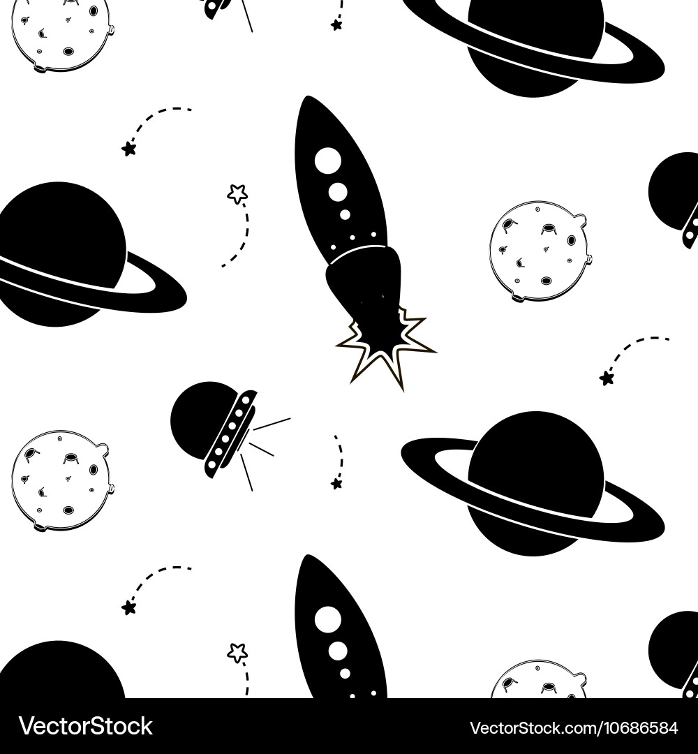 Cosmic Space Pattern with Rockets vector image