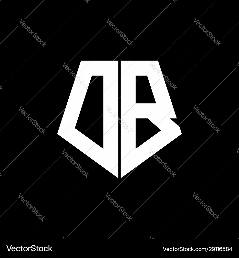 Db logo monogram with pentagon shape style design vector image