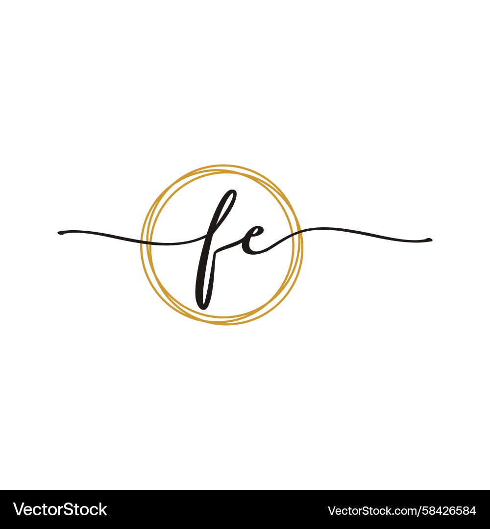 Elegant 'F' & 'E' Initial Script Logo Vector Image
