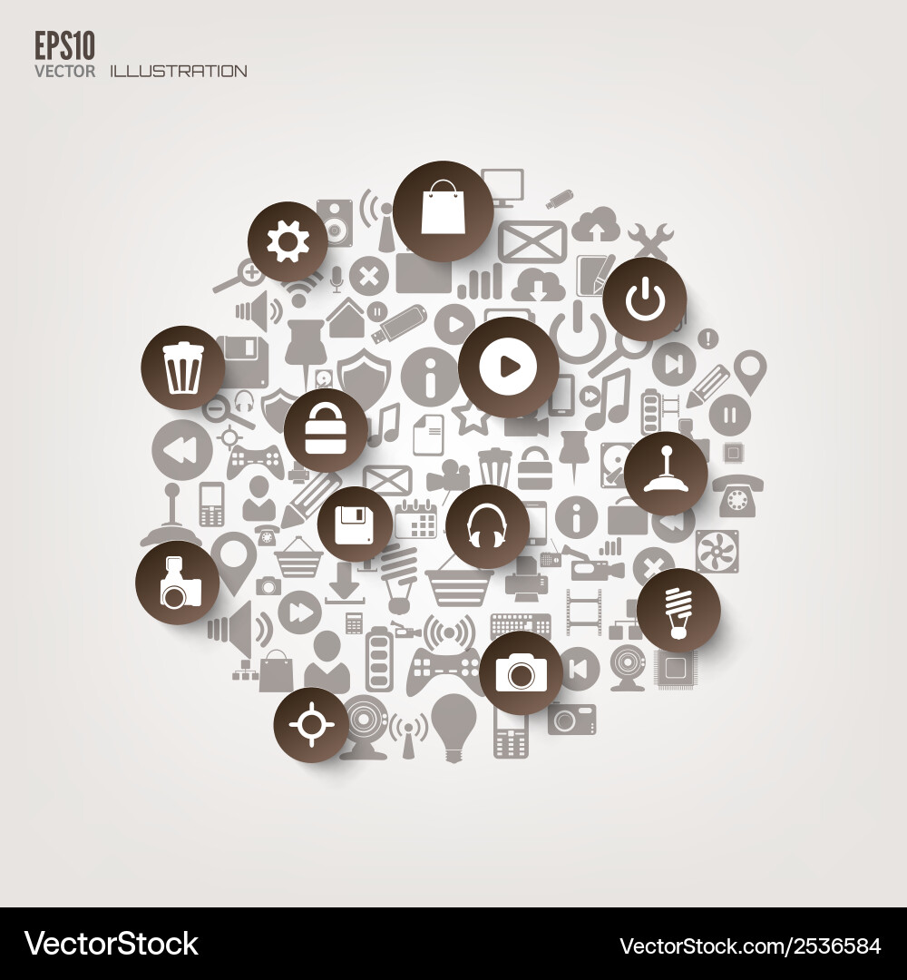 Flat abstract background with web icons interface Vector Image