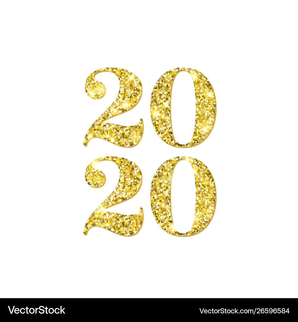 Happy new year 2020 numbers golden confetti Happy new year 2020 numbers golden confetti vector image