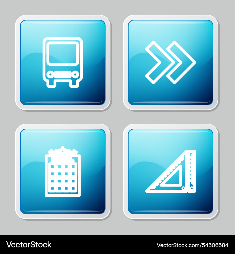 Set line bus arrow hotel building and triangular Set line bus arrow hotel building and triangular vector image