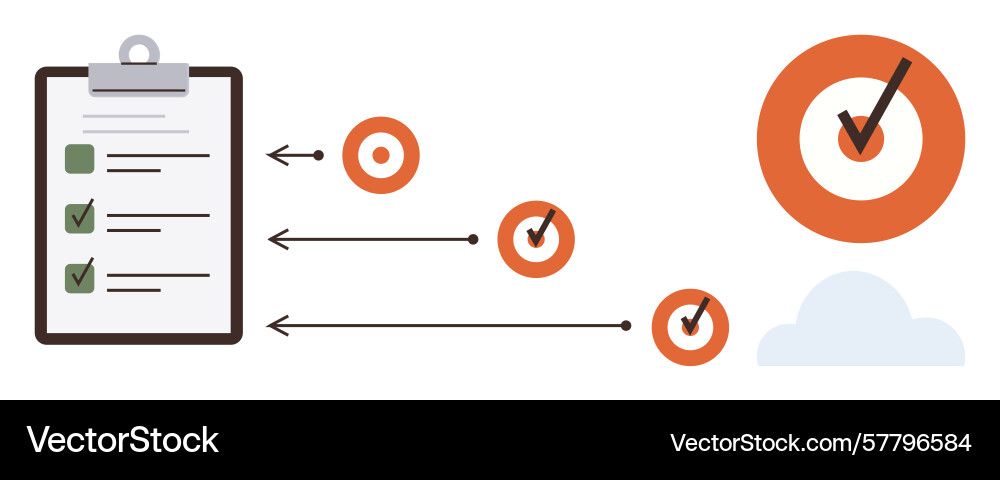 Task checklist and goal achievement with progress Task checklist and goal achievement with progress Vector Image