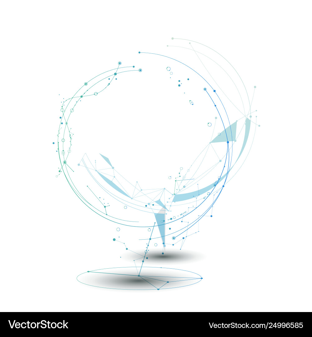 3d geometric polygon with molecule structure Vector Image
