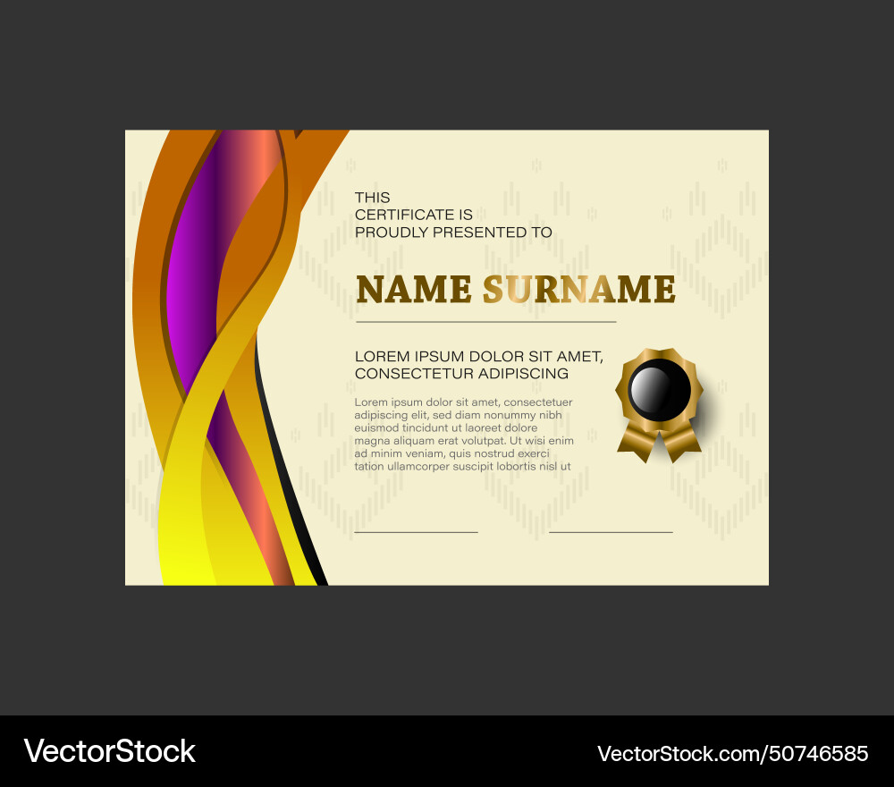 Certificate template with texture dynamic wave Vector Image