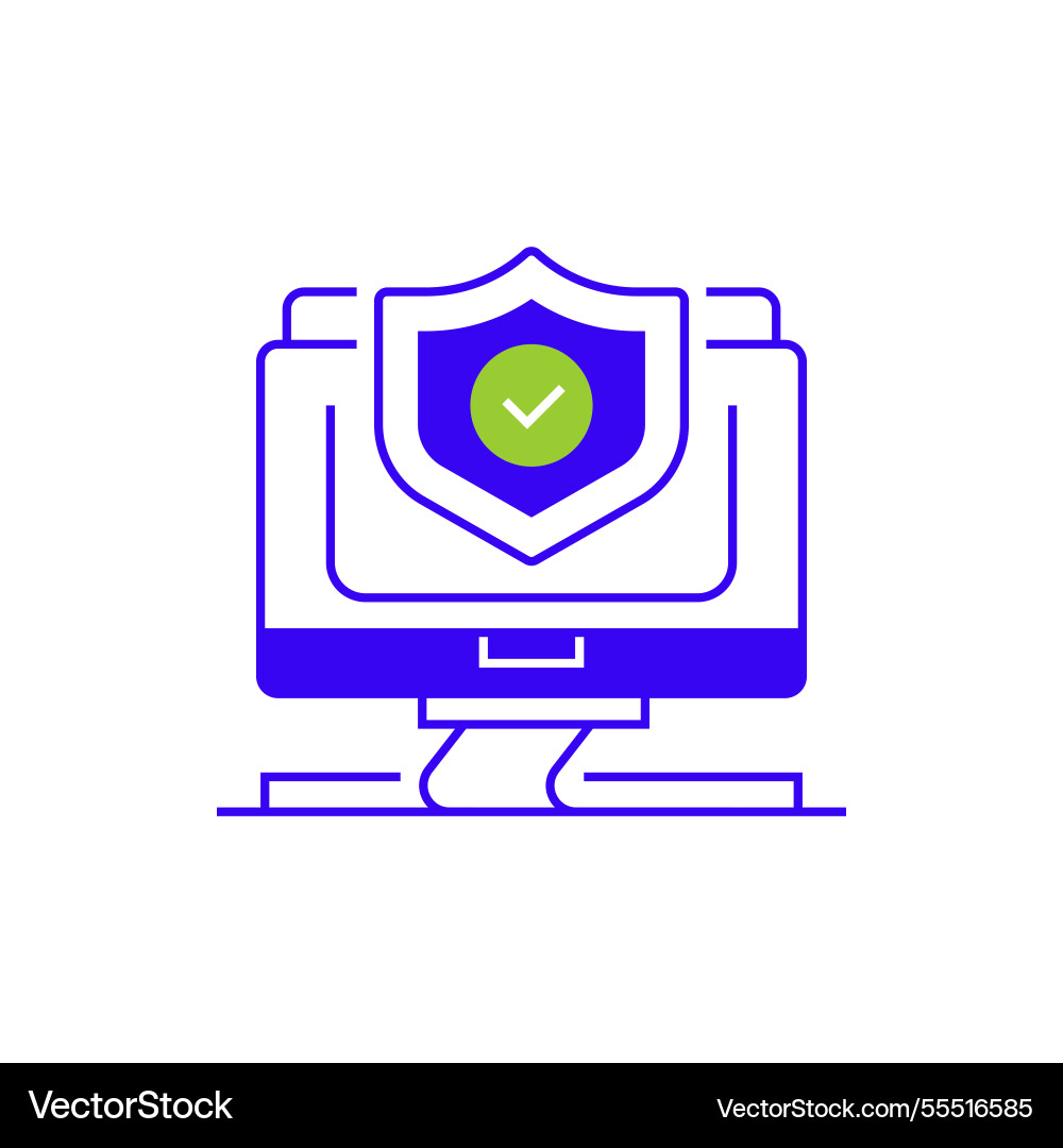 Computer security two tone color icon linear Computer security two tone color icon linear vector image