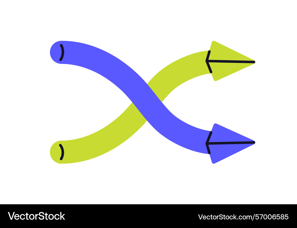 Double arrow symbol for shuffle and change curved Double arrow symbol for shuffle and change curved vector image