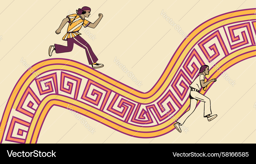 Dynamic Runner on Wavy Path Vector Image