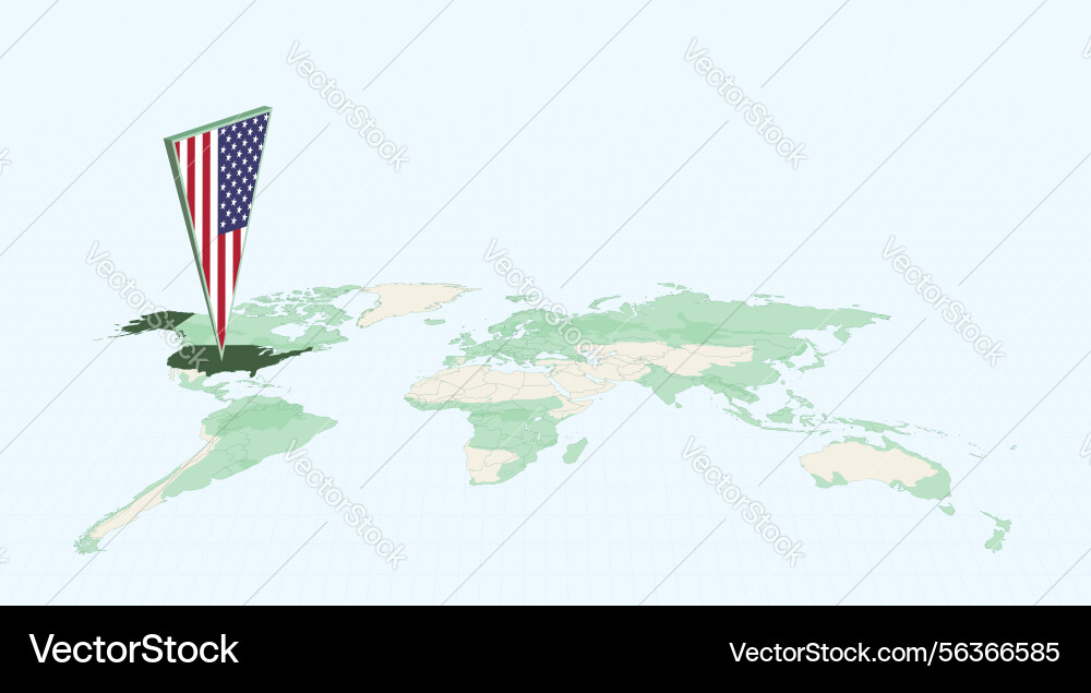 Highlighted usa on global map with 3d flag Highlighted usa on global map with 3d flag Vector Image