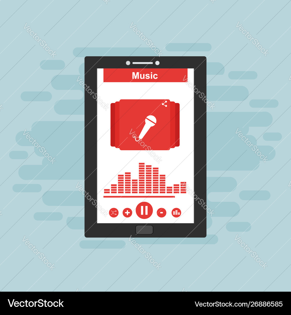 Media player application app template with flat Media player application app template with flat vector image