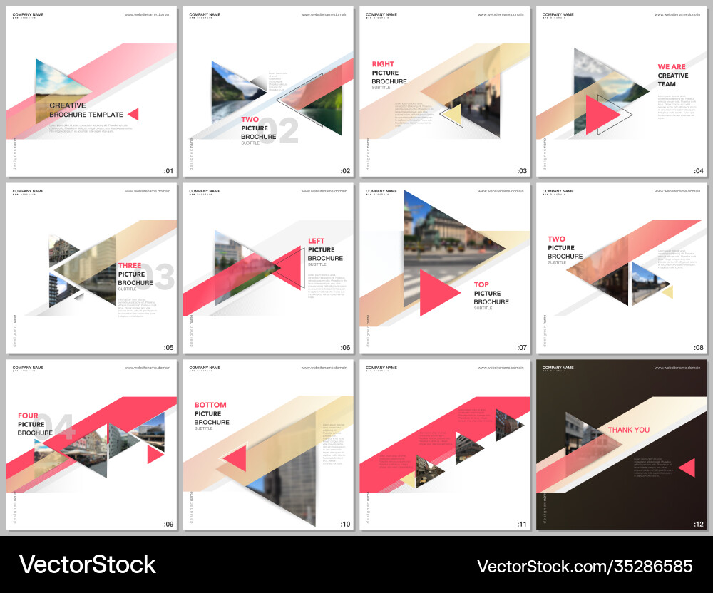 Minimal brochure templates with colorful triangles Minimal brochure templates with colorful triangles vector image