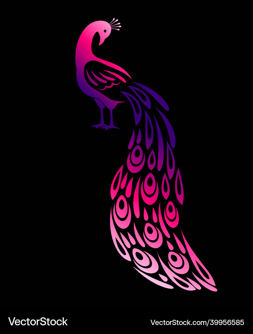 Peacock color silhouette beautiful luxurious Peacock color silhouette beautiful luxurious vector image