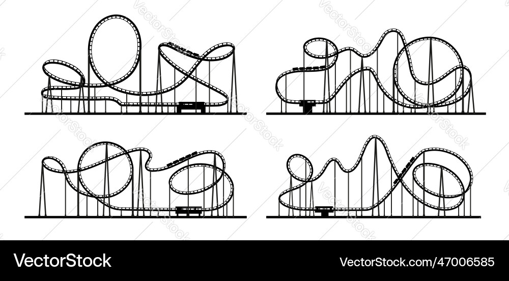 Roller coaster loop or rollercoaster silhouette vector image