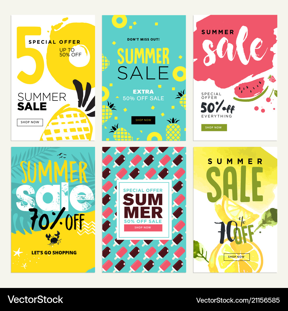 Set of mobile summer sale banners Set of mobile summer sale banners vector image