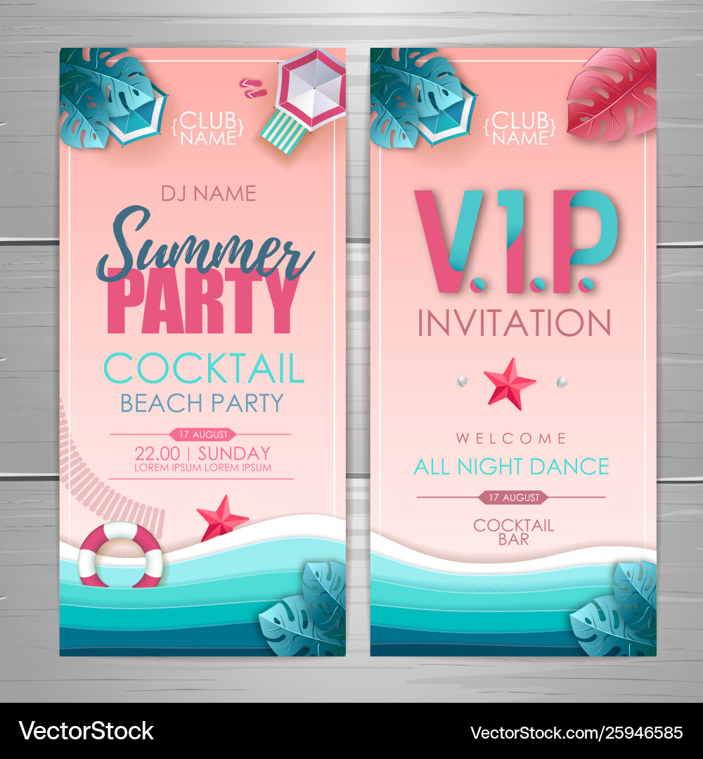 Summer party poster design disco invitation Summer party poster design disco invitation vector image