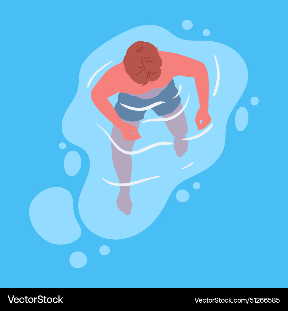 Swimming man male character floating in pool Vector Image