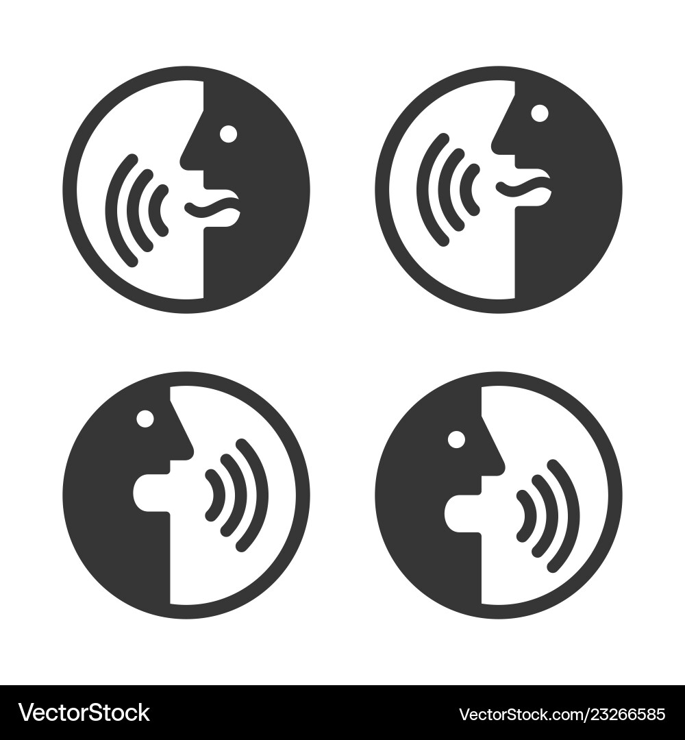Voice Command Icons - Face & Sound vector image
