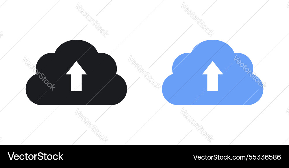 Cloud upload icons set black and colored style vector image