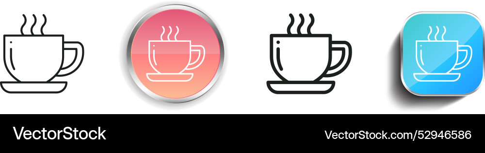 Coffee cup icon thin linear regular and button vector image