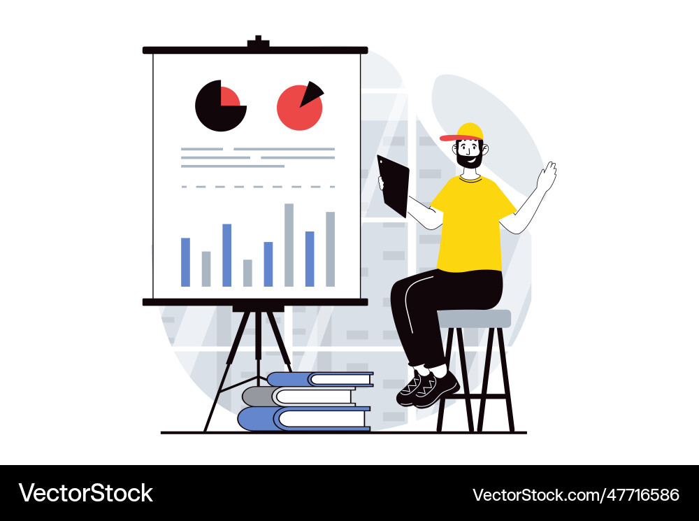 Data analysis concept with people scene in flat Data analysis concept with people scene in flat vector image