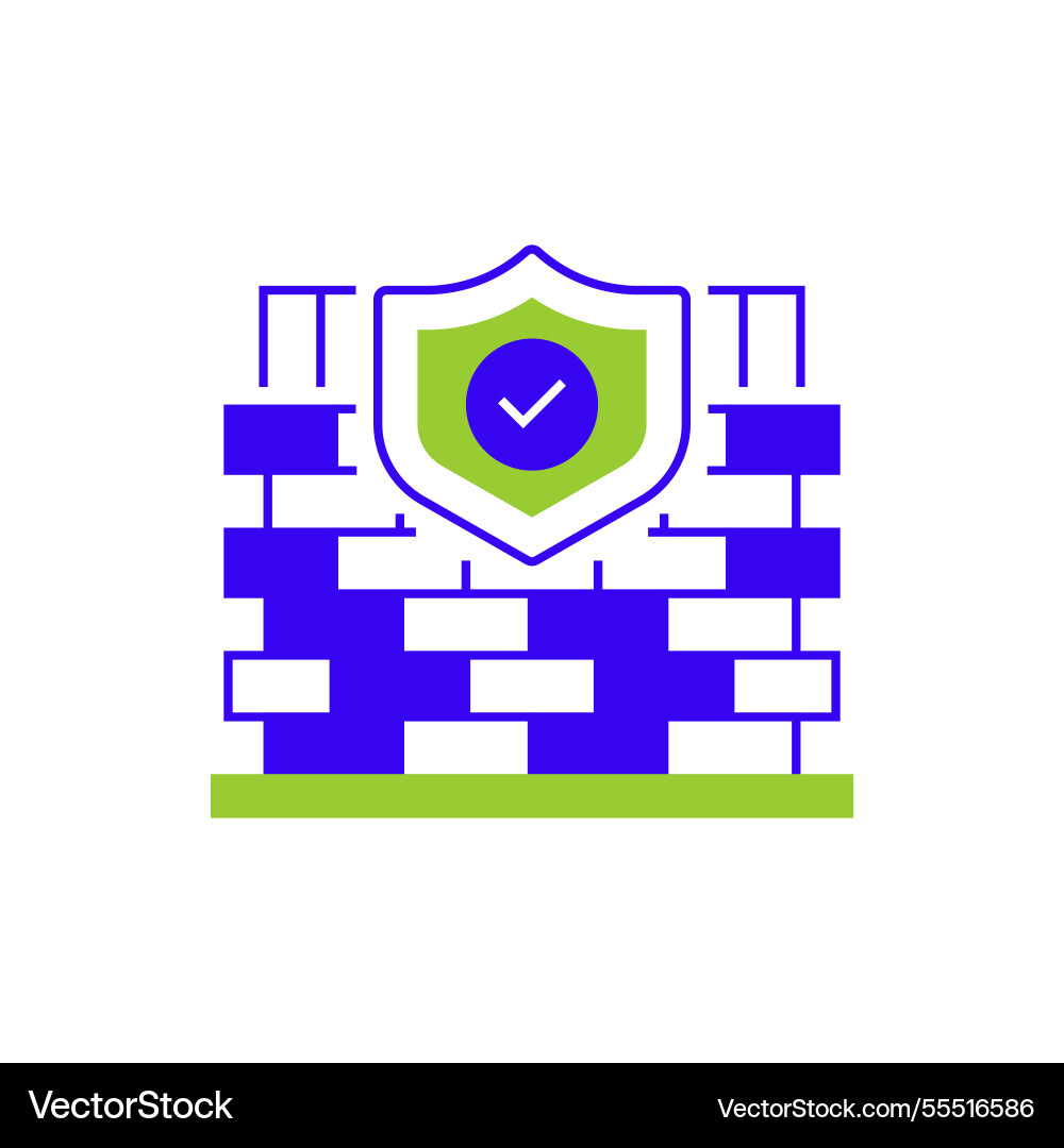 Firewall two tone color icon linear style sign Vector Image