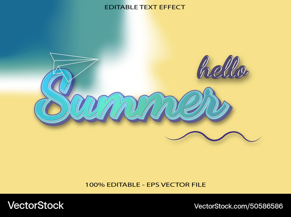 Hello summer editable text effect 3d flat style Hello summer editable text effect 3d flat style vector image
