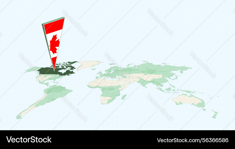 Highlighted canada on global map with 3d flag Highlighted canada on global map with 3d flag vector image