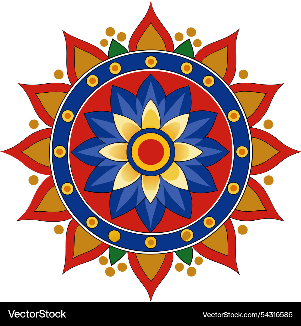 Indian Mandala Art - Floral Pattern Vector Image