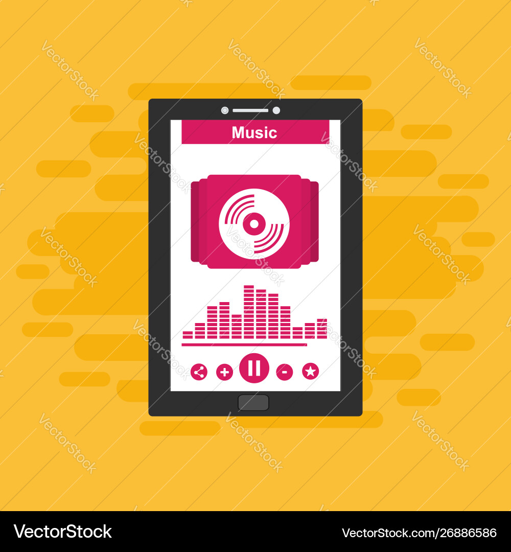 Media player application app template with flat Media player application app template with flat vector image