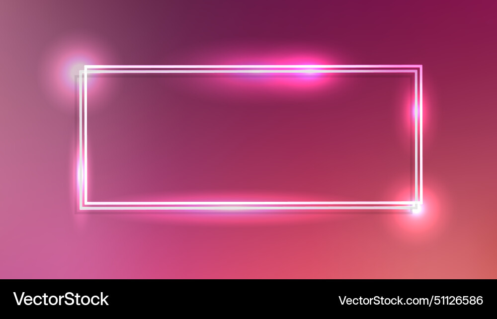 Neon double rectangular frame Neon double rectangular frame vector image
