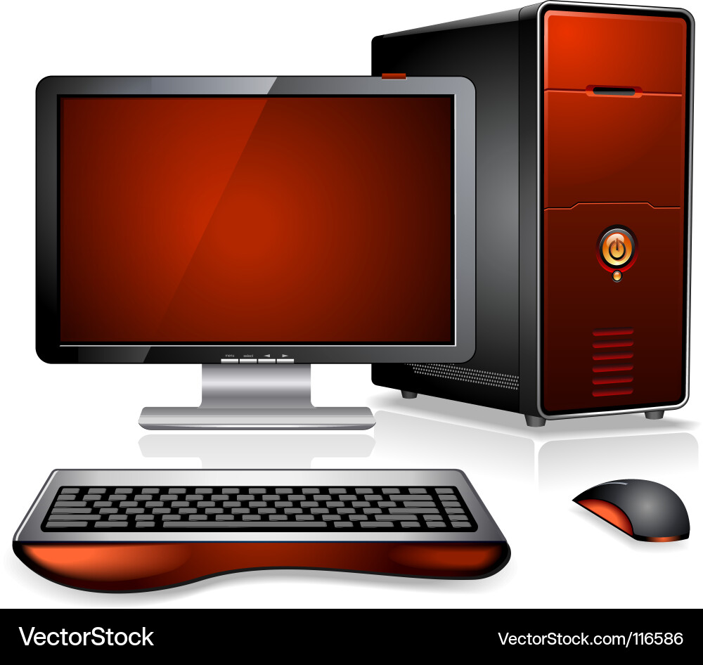 Red Computer Setup vector image