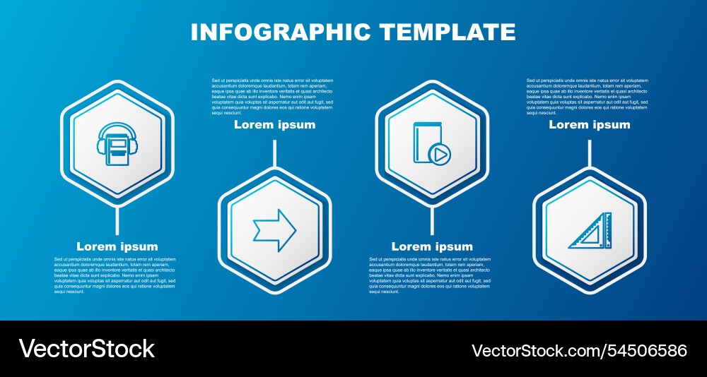 Set line audio book arrow and triangular ruler Set line audio book arrow and triangular ruler vector image